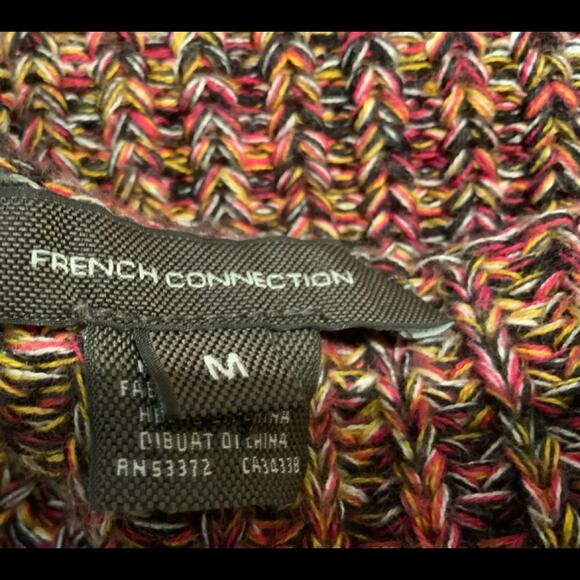 French Connection Millie Mozart Ribbed V-neck 100% Cotton Sweater Oversized Sz M - Picture 6 of 7